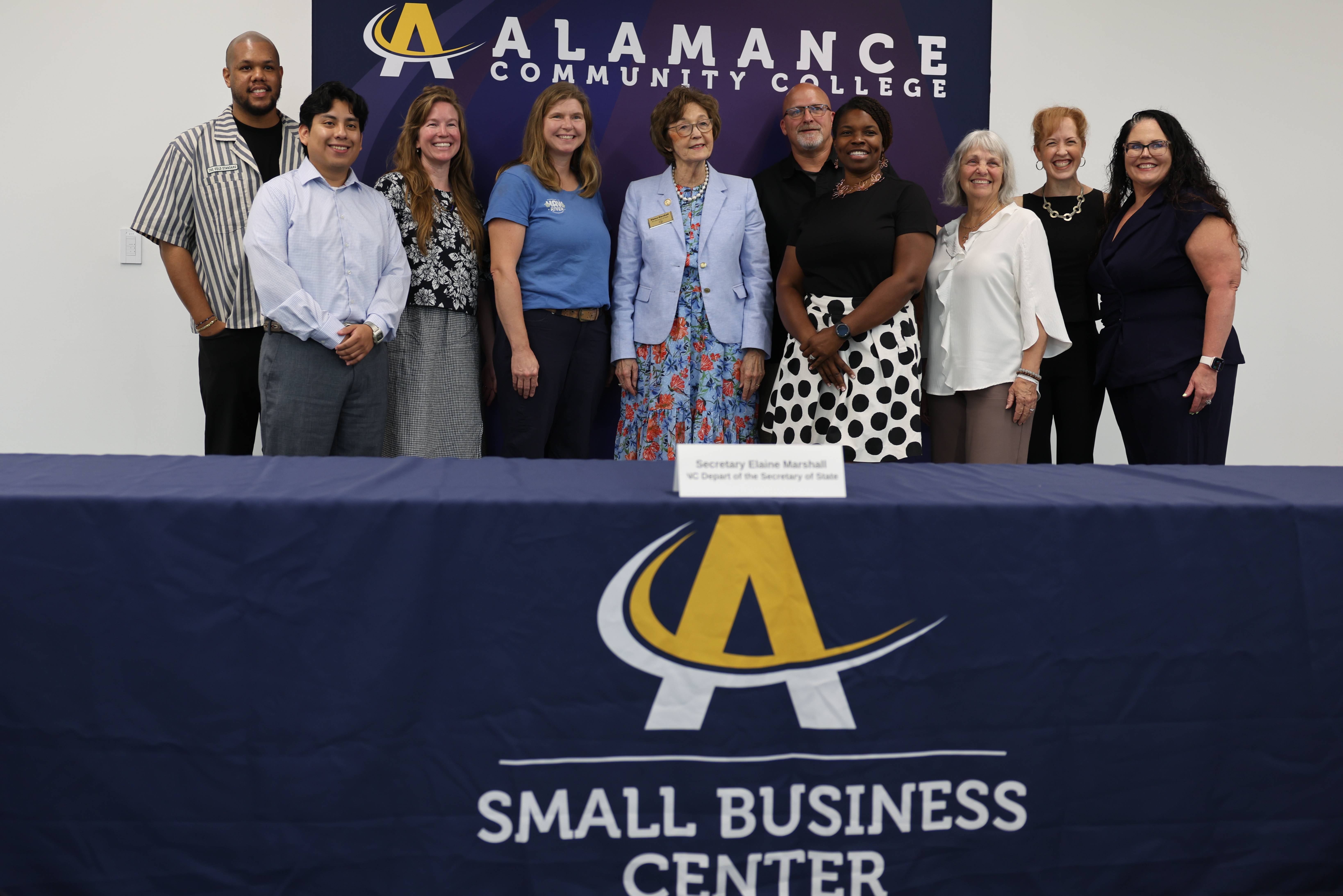 NC Secretary of State, Elaine Marshall speaks to local business owners of Alamance County