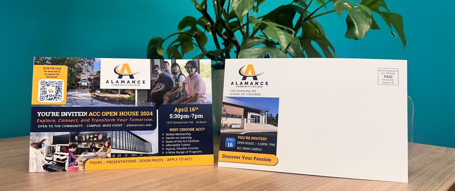 marketing postcard for student open house